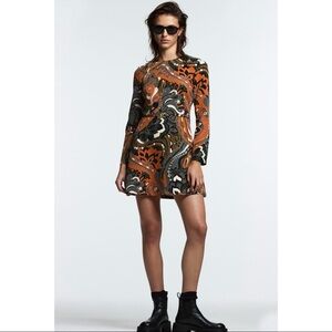 ZARA floral long sleeve multicolor mini dress